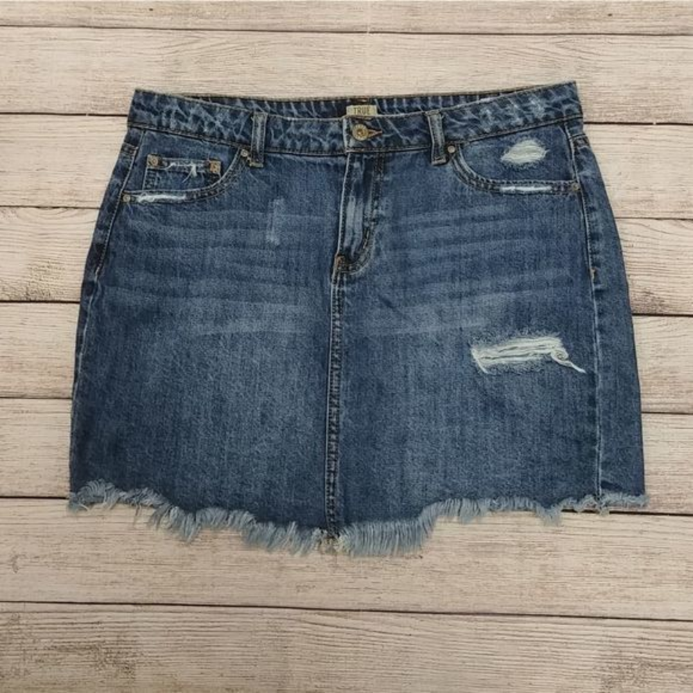 True‎ Craft Distressed Mini Jean Skirt